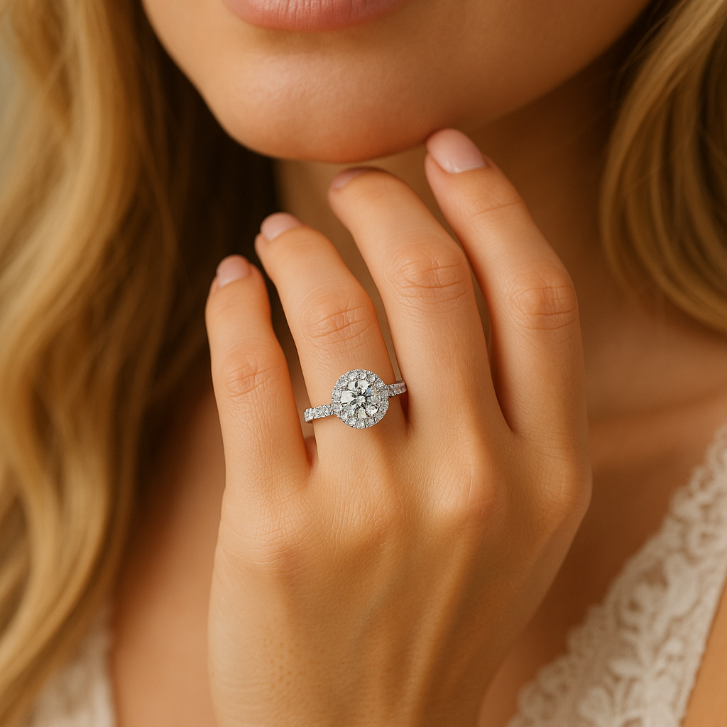 Halo Lab Grown Diamond Engagement Ring | Timeless Sparkle