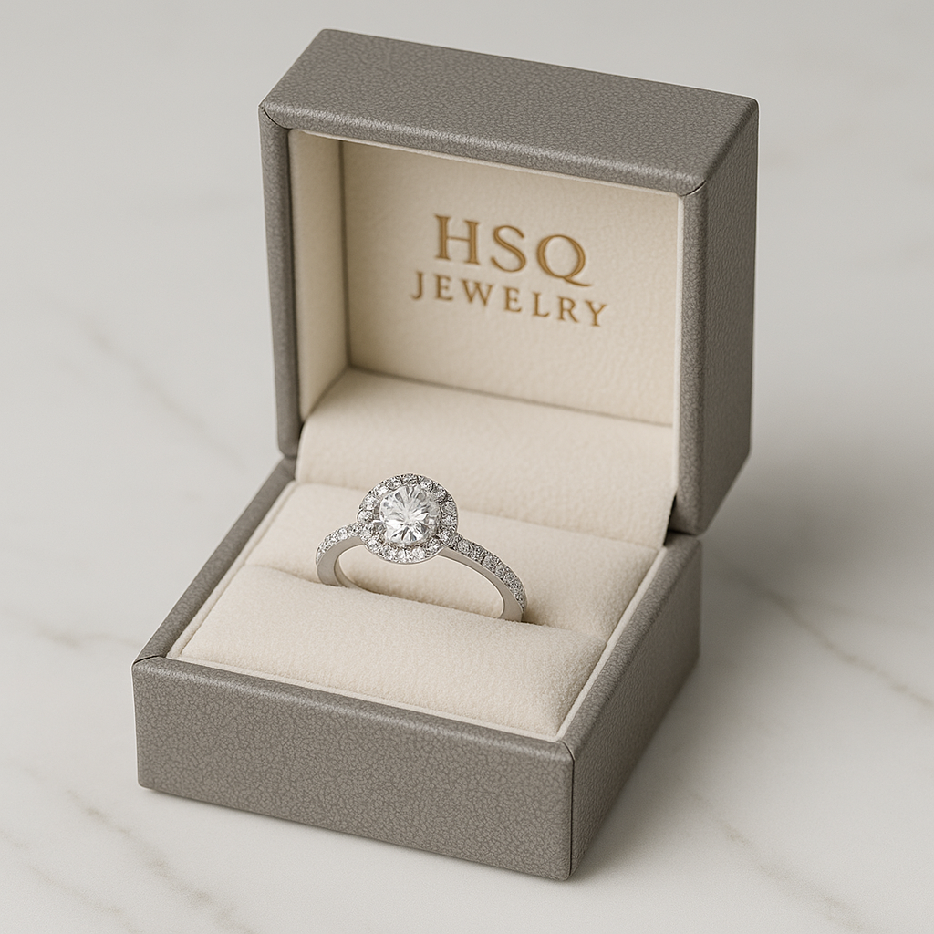Halo Lab Grown Diamond Engagement Ring | Timeless Sparkle