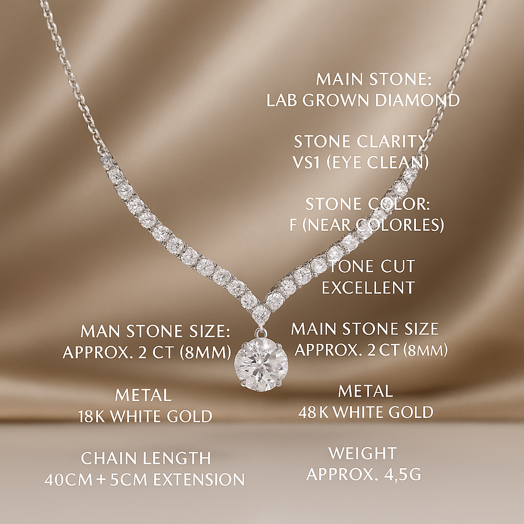 “Moonlight Grace” – Graduated Lab-Grown Diamond Necklace in 18K Gold or Platinum