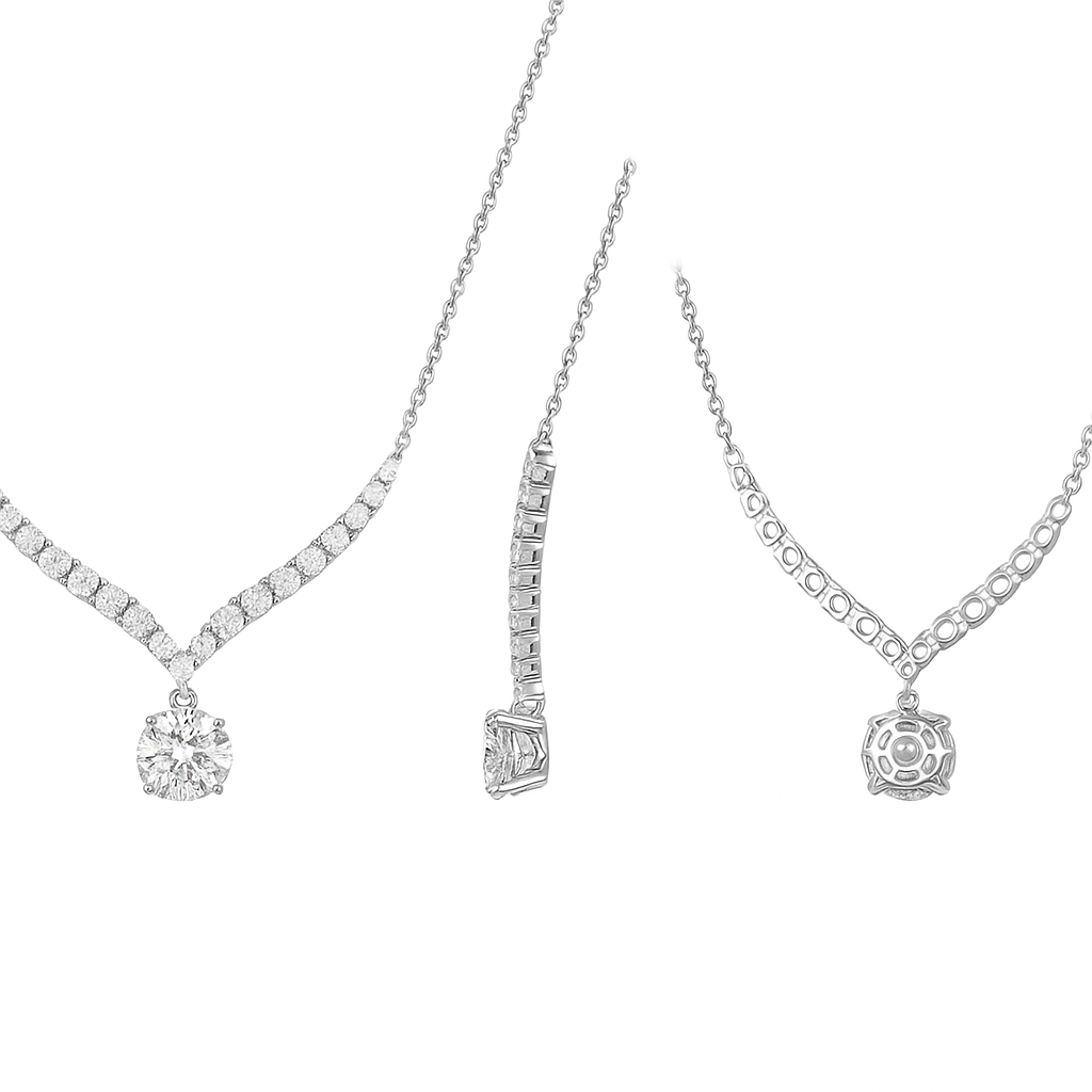 “Moonlight Grace” – Graduated Lab-Grown Diamond Necklace in 18K Gold or Platinum