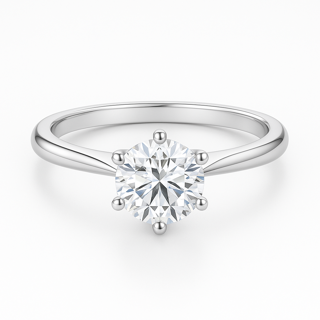 Round Cut Lab-Grown Diamond Six-Prong Solitaire Ring | HSQ JEWELRY