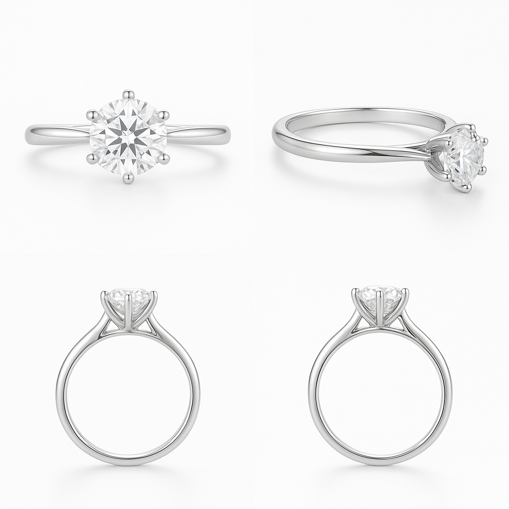 Round Cut Lab-Grown Diamond Six-Prong Solitaire Ring | HSQ JEWELRY