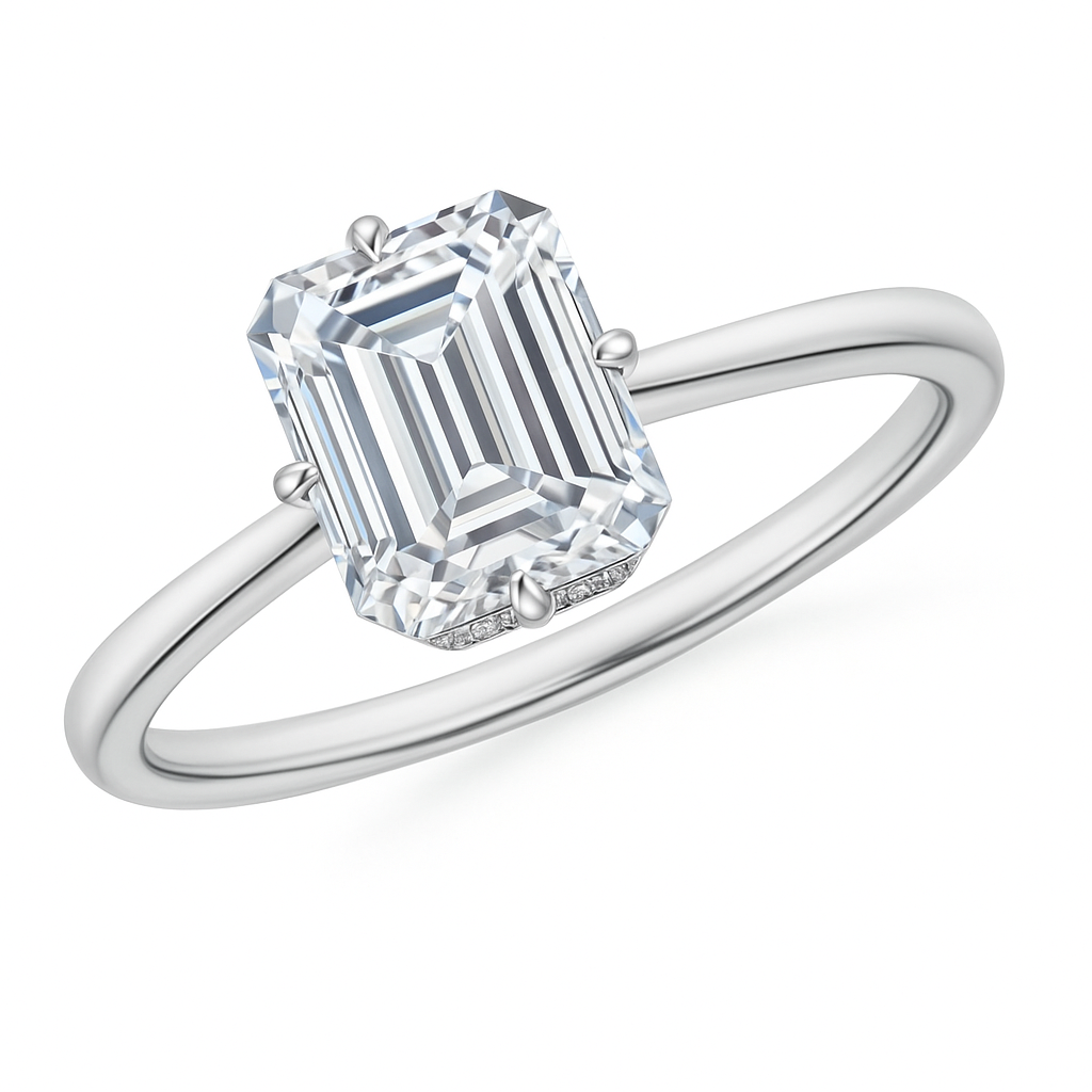 Emerald Cut Solitaire Lab Grown Diamond Ring