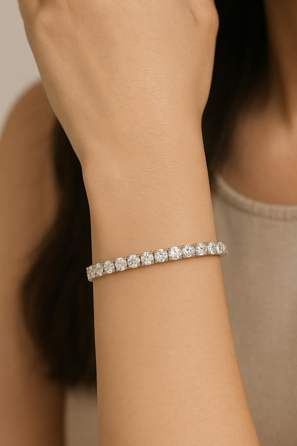 6.5 Inch Lab Diamond Tennis Bracelet (5ct) in 18K White Gold