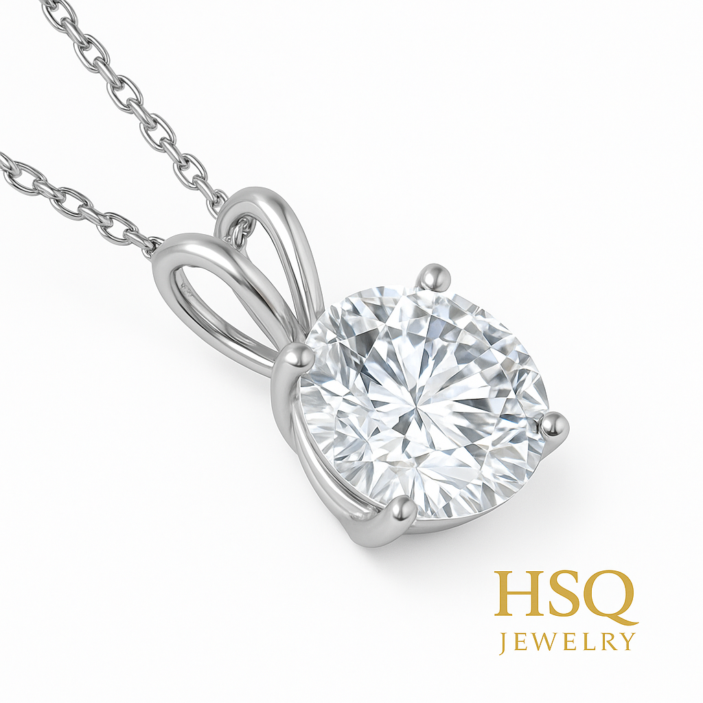 Classic Solitaire Lab-Grown Diamond Necklace (1–20ct)|HSQ Jewerly