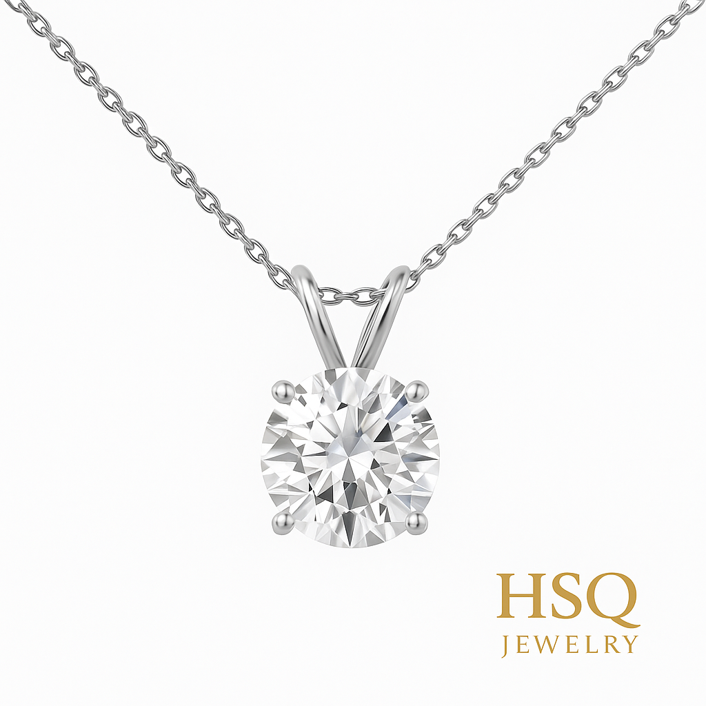 Classic Solitaire Lab-Grown Diamond Necklace (1–20ct)|HSQ Jewerly