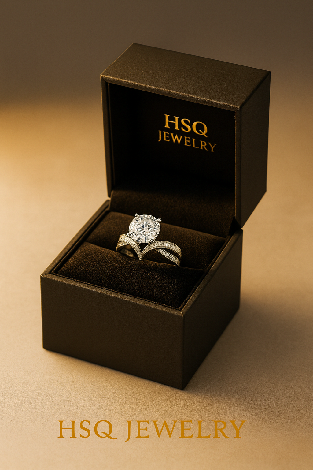 Crown Tiara V‑Split 2ct D VS1 Lab‑Grown Diamond Ring|HSQ Jewelry