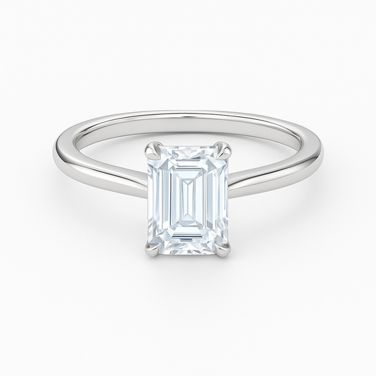 Emerald Cut Lab Grown Diamond Solitaire Ring | HSQ Jewelry