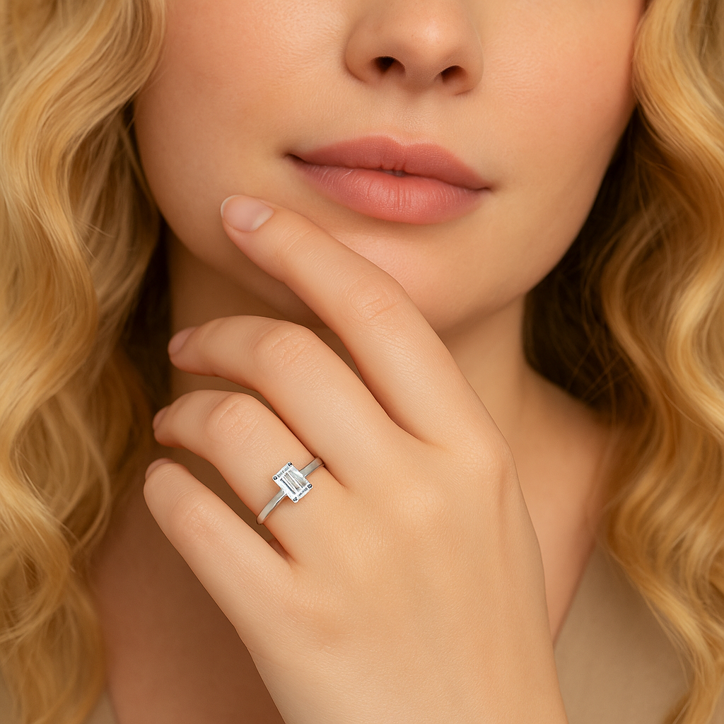 Emerald Cut Solitaire Lab Grown Diamond Ring