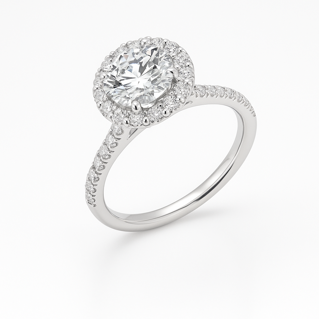 Halo Lab Grown Diamond Engagement Ring | Timeless Sparkle