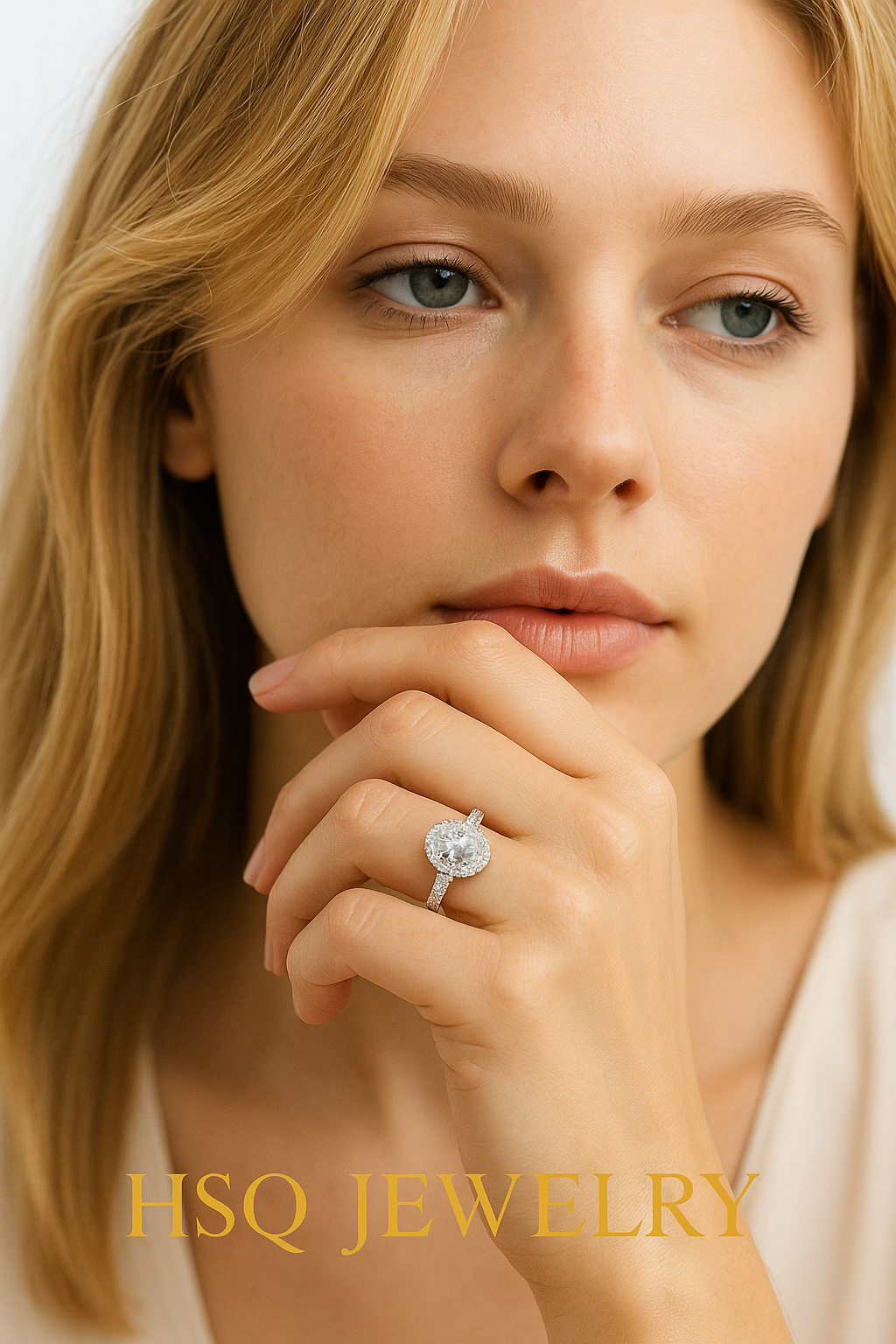 Oval Halo “THE ONE” Lab-Grown Diamond Ring in PT950/18K