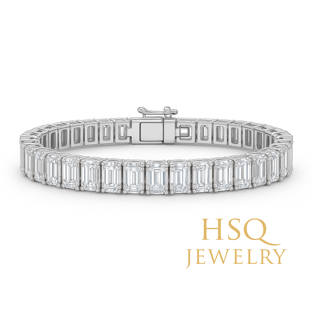 Emerald-Cut Lab-Grown Diamond Tennis Bracelet — Horizontal