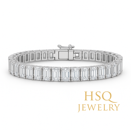 Emerald-Cut Lab-Grown Diamond Tennis Bracelet — Horizontal