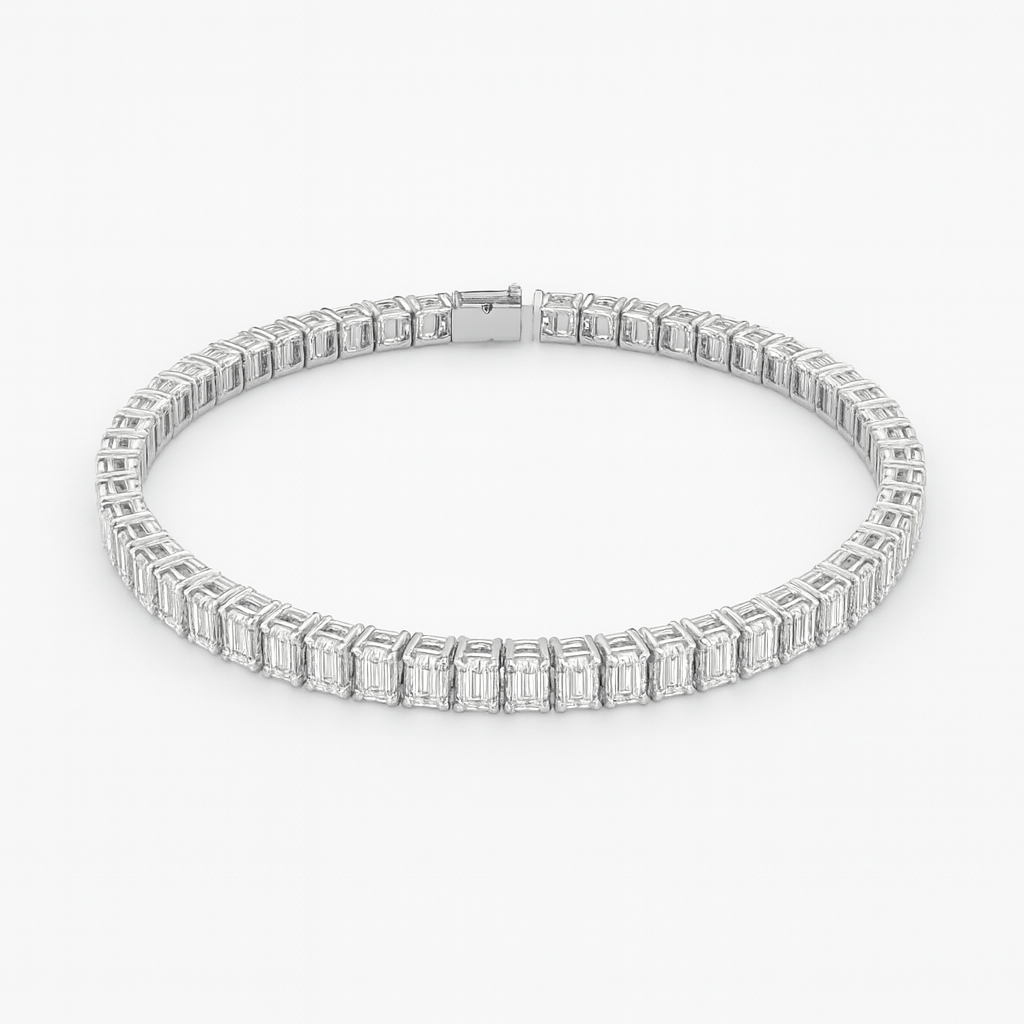 Emerald-Cut Lab-Grown Diamond Tennis Bracelet — Horizontal