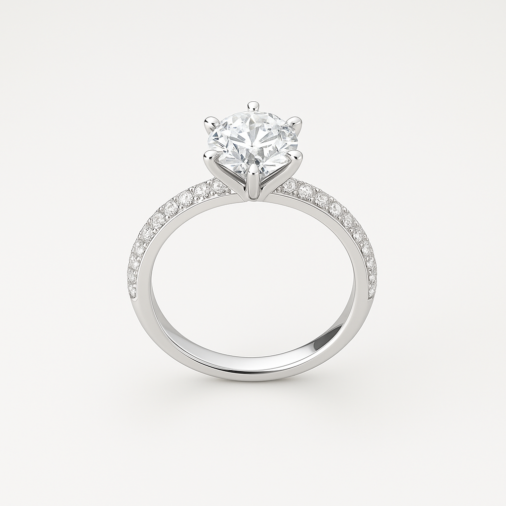 Luxury Solitaire Pavé Ring – 6 Prong|HSQ Jewelry
