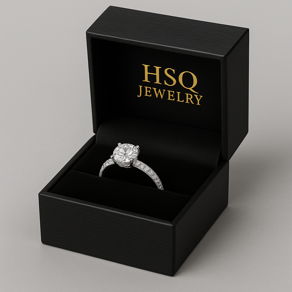 Luxury Solitaire Pavé Ring – 6 Prong|HSQ Jewelry
