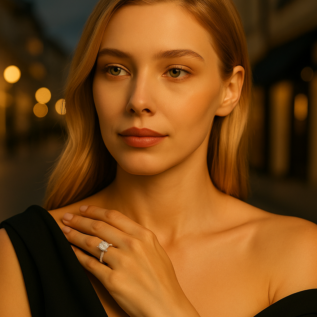 Luxury Solitaire Pavé Ring – 6 Prong|HSQ Jewelry