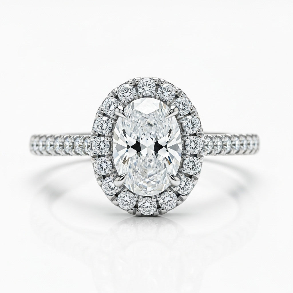 Oval Halo “THE ONE” Lab-Grown Diamond Ring in PT950/18K