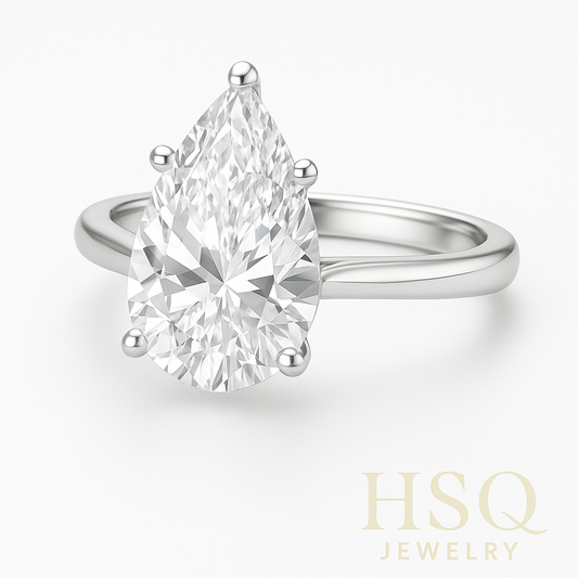 Pear Cut Lab Grown Diamond Solitaire Ring