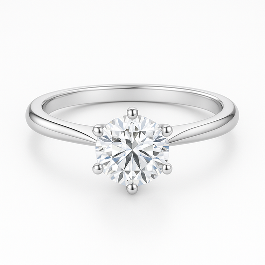 Round Cut Lab-Grown Diamond Six-Prong Solitaire Ring | HSQ JEWELRY