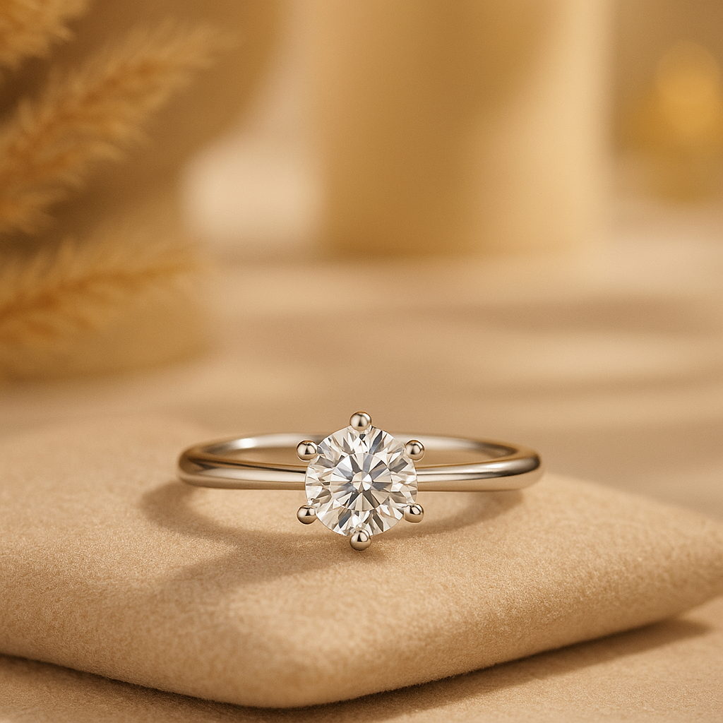 Round Cut Lab-Grown Diamond Six-Prong Solitaire Ring | HSQ JEWELRY