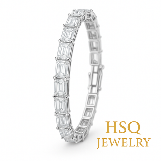Emerald-Cut Lab-Grown Diamond Tennis Bracelet — Vertical Setting