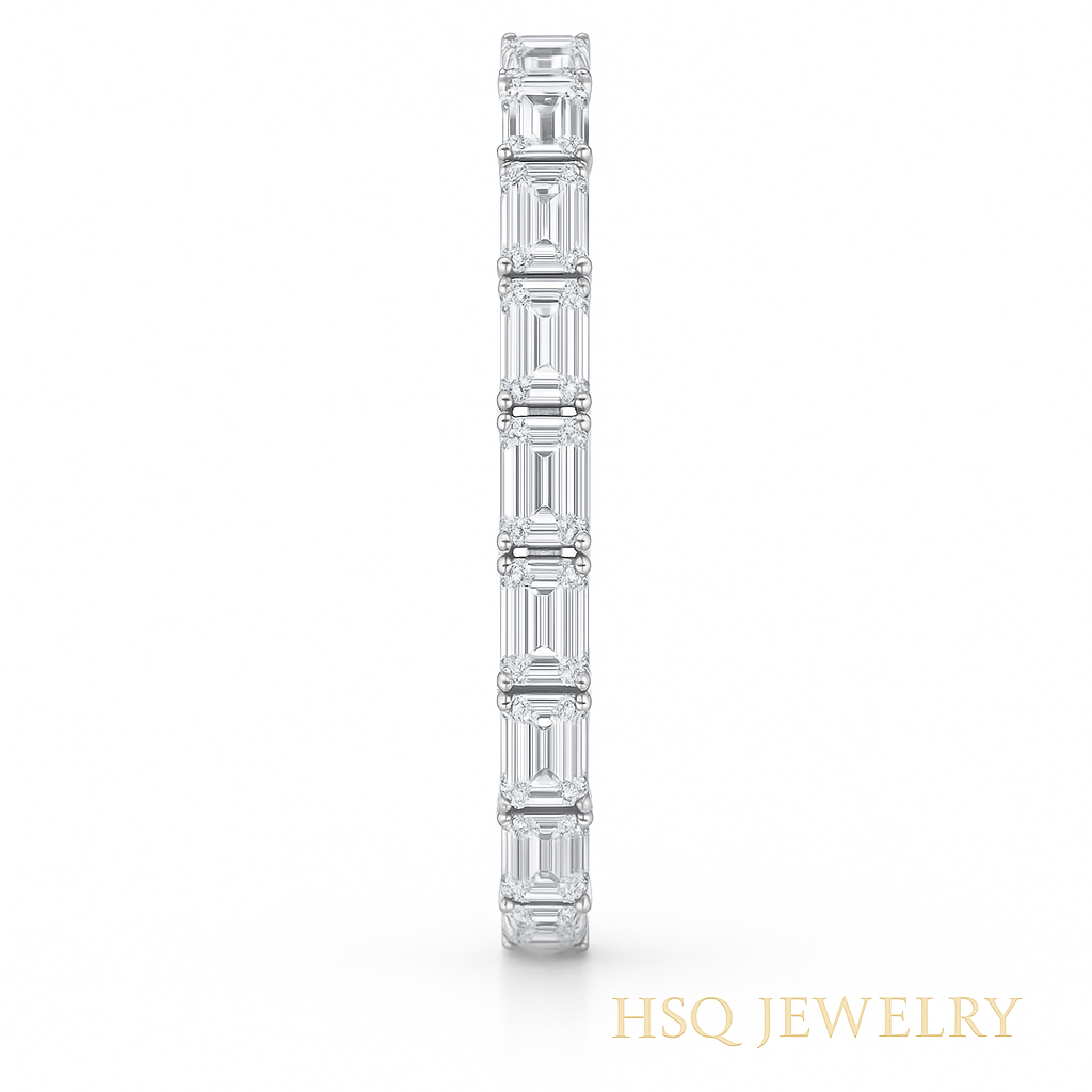 Emerald-Cut Lab-Grown Diamond Tennis Bracelet — Vertical Setting