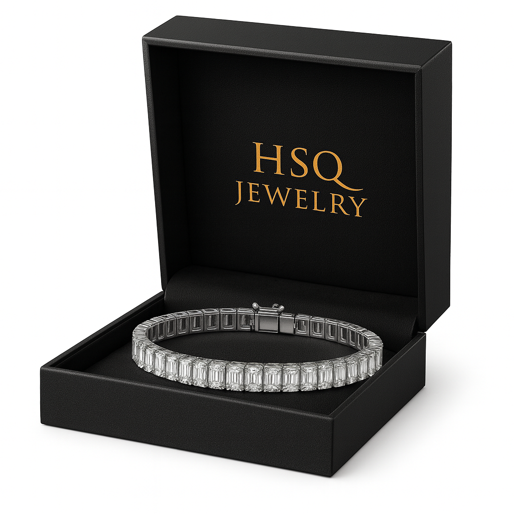 Emerald-Cut Lab-Grown Diamond Tennis Bracelet — Horizontal