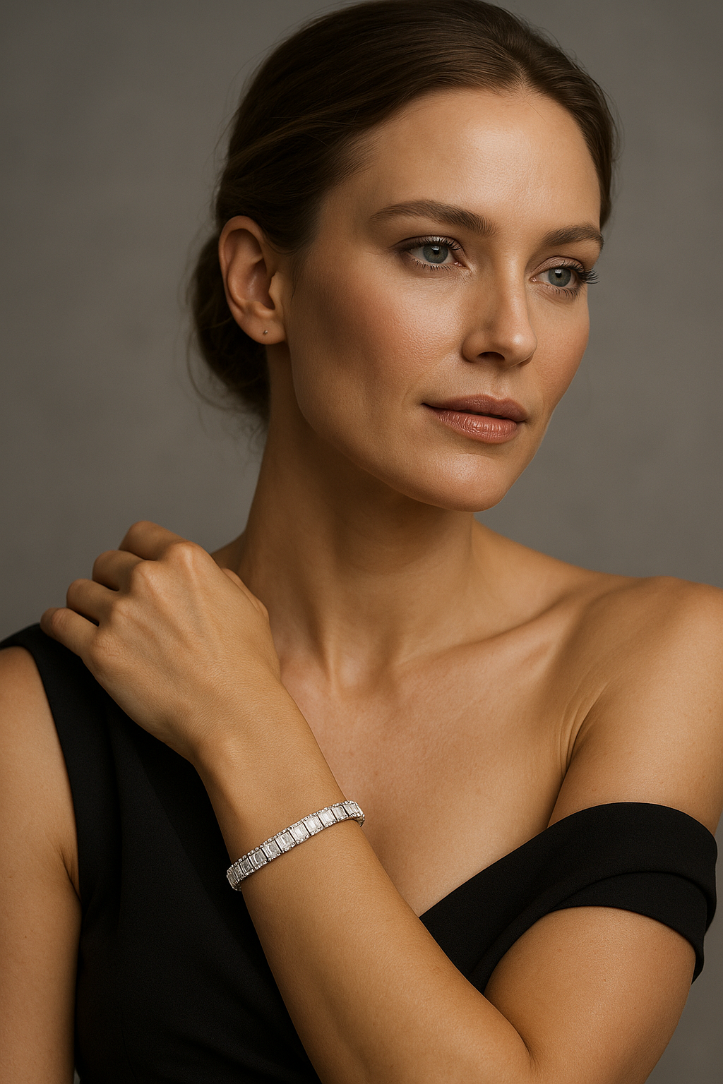 Emerald-Cut Lab-Grown Diamond Tennis Bracelet — Vertical Setting