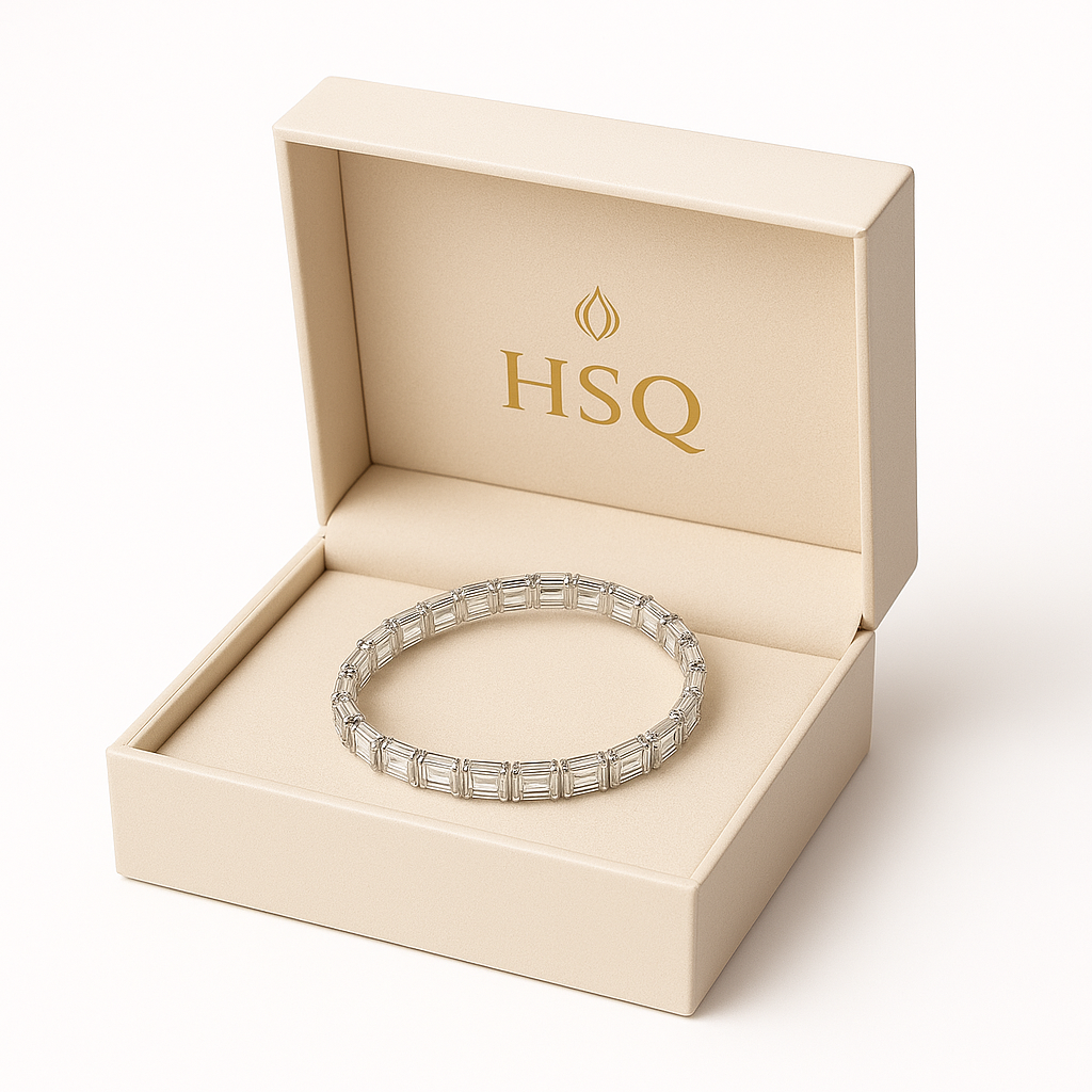 Emerald-Cut Lab-Grown Diamond Tennis Bracelet — Vertical Setting