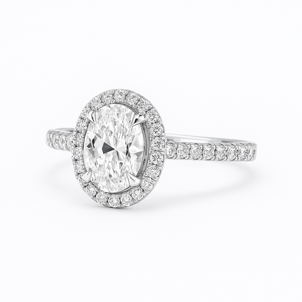 Oval Halo “THE ONE” Lab-Grown Diamond Ring in PT950/18K