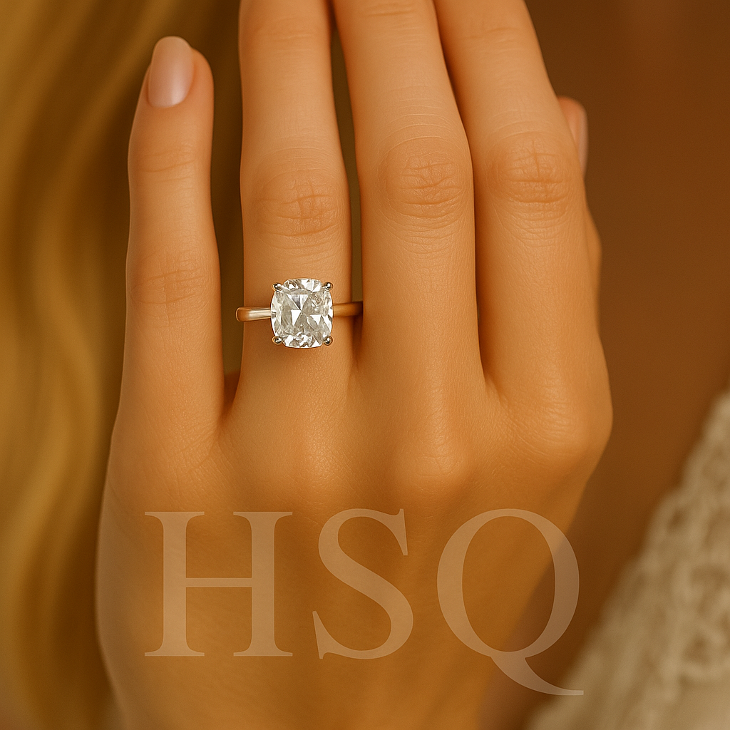 Cushion Cut Lab Grown Diamond Solitaire Ring