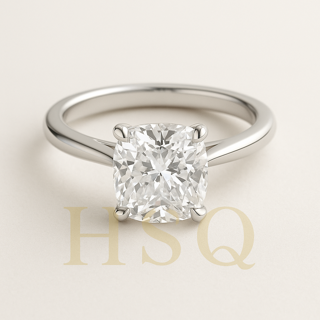 Cushion Cut Lab Grown Diamond Solitaire Ring