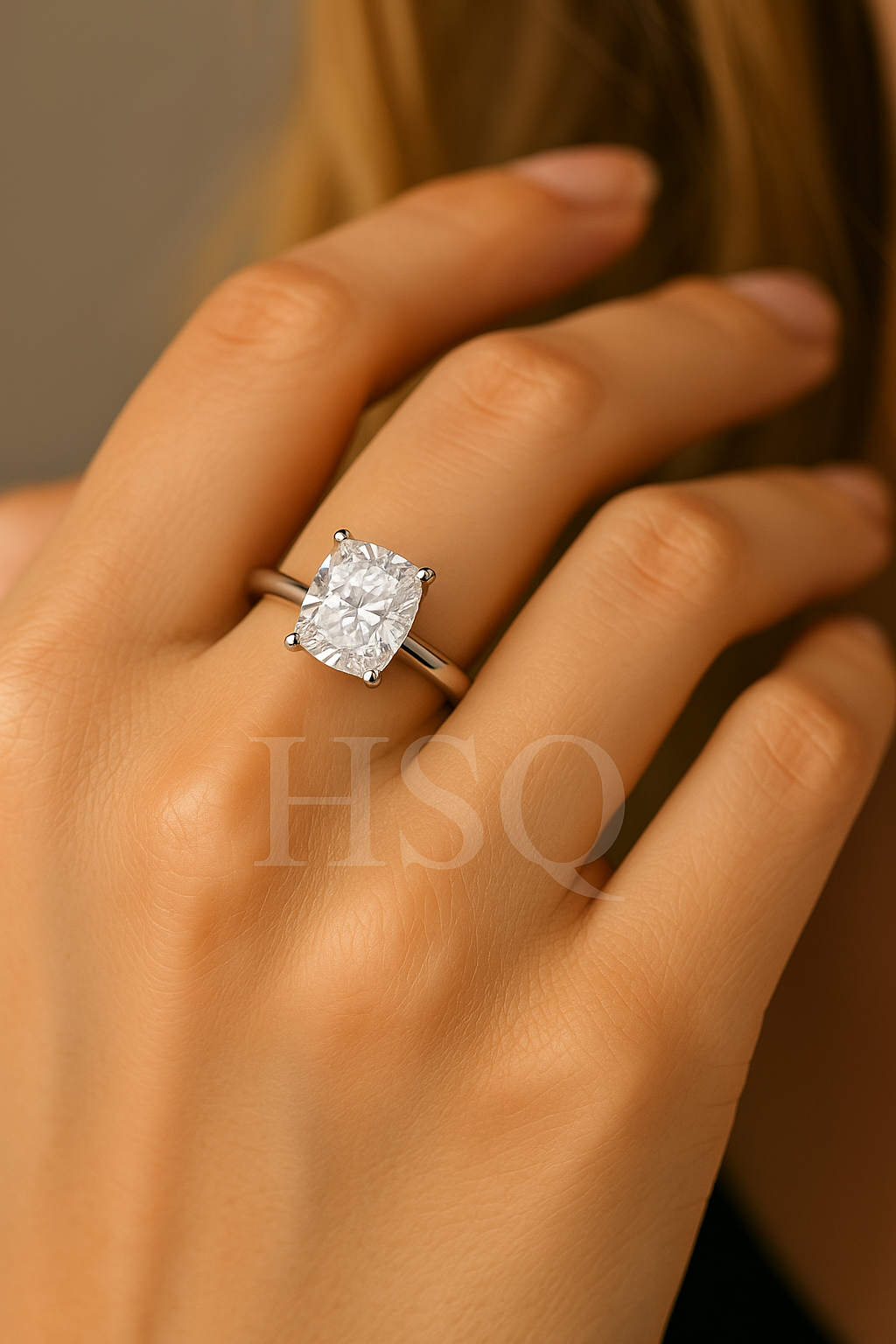 Cushion Cut Lab Grown Diamond Solitaire Ring