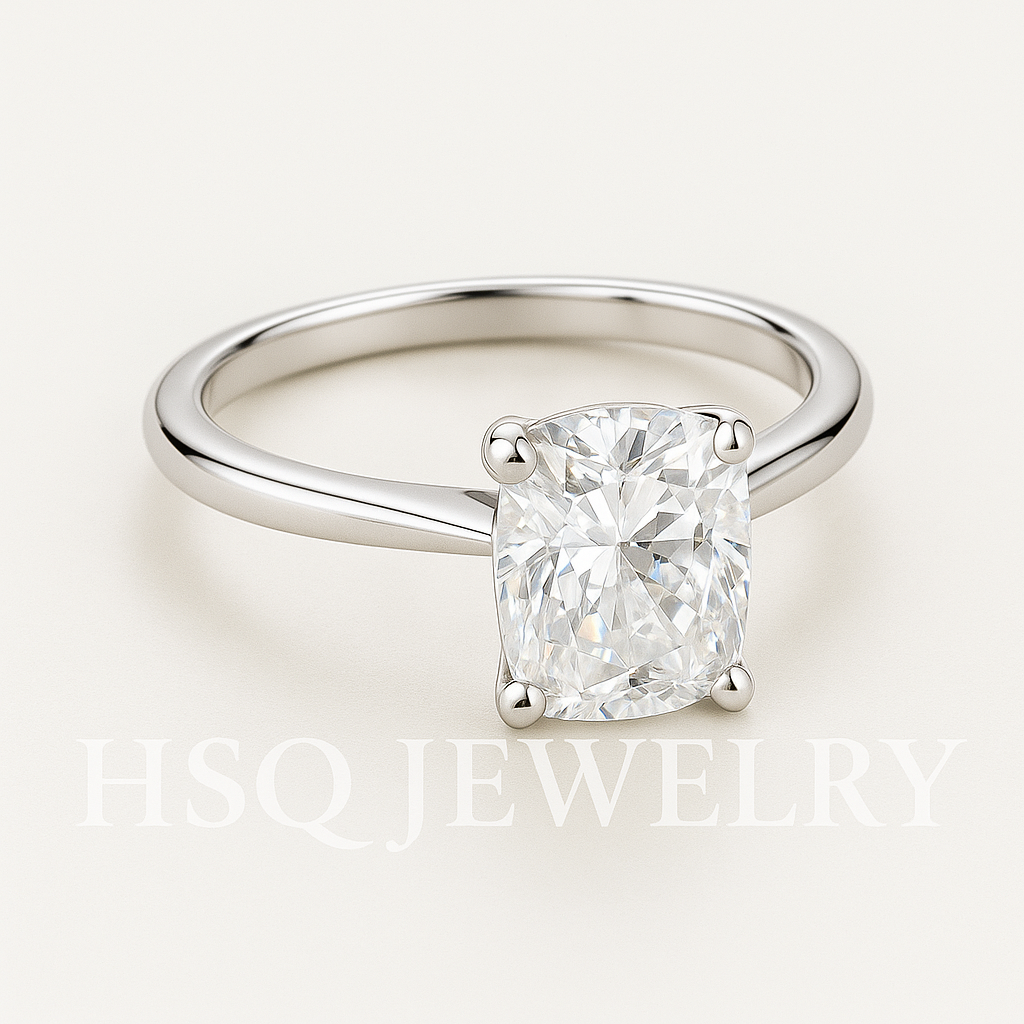 Cushion Cut Lab Grown Diamond Solitaire Ring